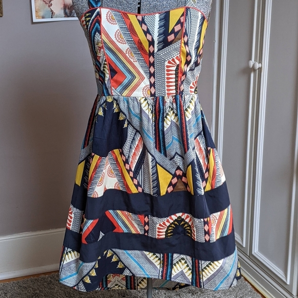 Boho geometric abstract printed dress - Band of Gypsies - Picture 1 of 5